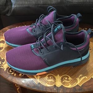 Purple Mesh Athletic Sneakers with Teal Accents KURU RARE AND ELEGANT